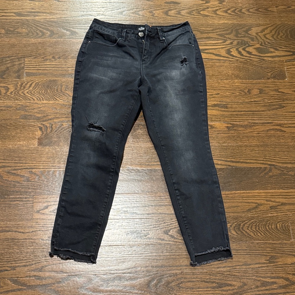 Royalty For Me Black Distressed Ankle Jeans